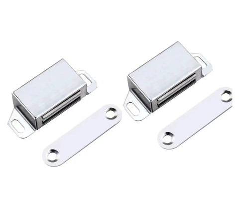 Push To Open Cabinet Catches 2 Pack Magnetic Door Latches, stainless steel magnets with plates, front view