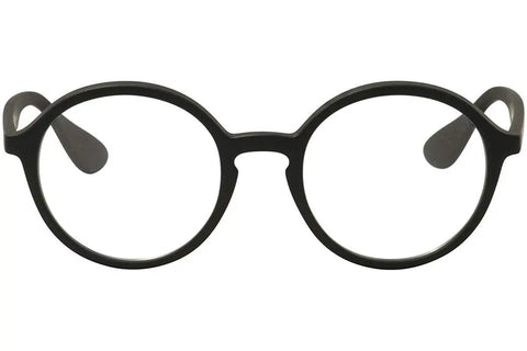 Round Prescription Eyeglass Frames RX7075 in Rubber Black Finish, front view, 49 mm, dope classic logo on outer temples.