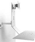 Universal Monitor Wall Mount With Smooth Swivel Adjustment For Effortless Office Desk Organization Built Legit To Elevate Your Workspace Routine And Make Your Tech Setup Hit Different, silver steel design on wall.