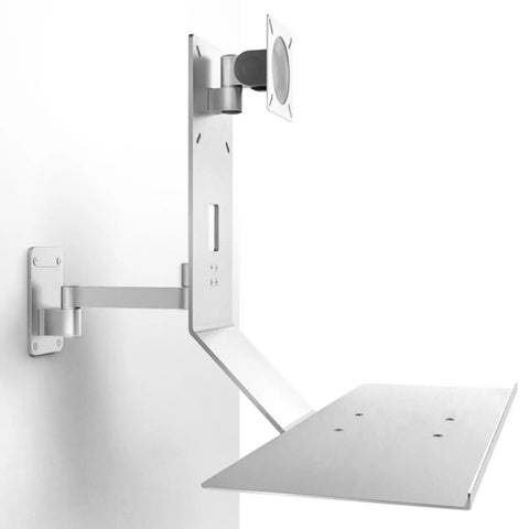 Universal Monitor Wall Mount With Smooth Swivel Adjustment For Effortless Office Desk Organization Built Legit To Elevate Your Workspace Routine And Make Your Tech Setup Hit Different, silver steel design on wall.
