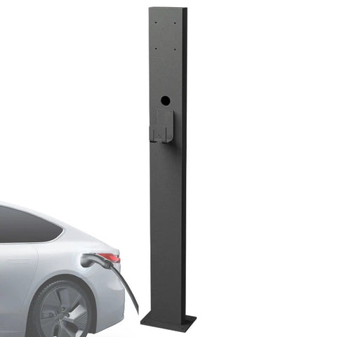 Heavy Duty Outdoor EV Charger Pedestal Built Tough For Your Ride Freestanding Charging Station Stand with cable holder.