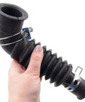 Clothes Washer Drain Hose Replacement With Clamps For Quick Install Fits Most Direct Drain Systems Includes Two Clamps AP5736555 PS8737474 Durable Flexible Hose For Reliable Water Drainage And Easy DIY Appliance Repair held by hand