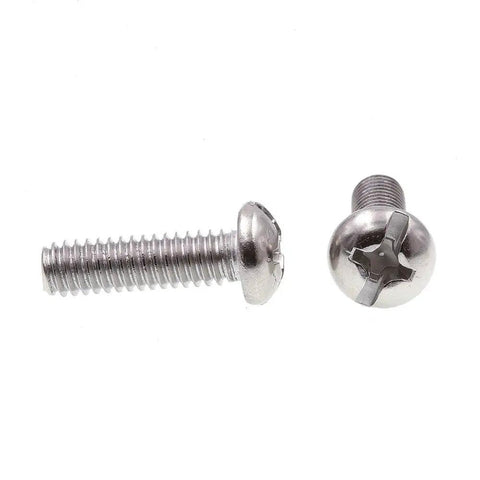 Premium Round Head Machine Screws With Slotted Phillips Combo Drive Size Twelve Twenty Four By Three Quarter Inches Grade Eighteen Eight Stainless Steel