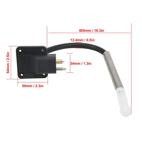 Boat Fuel Tank Connector Fitting For Marine Gas Tank Easy Hookup Plastic and Metal Adapter with Dimensions Shown