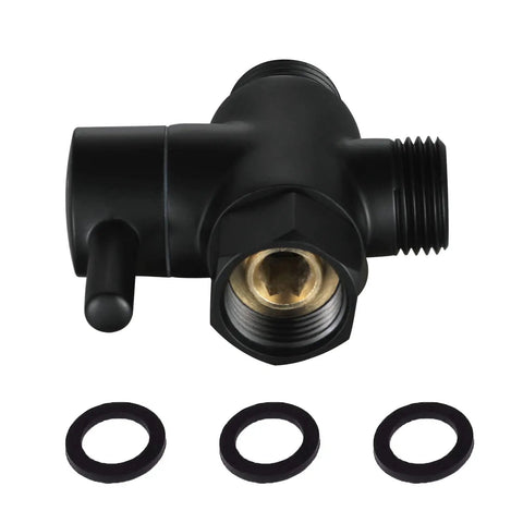Shower Arm Diverter Valve for Handheld Showerhead and Fixed Spray Head 3 Way Brass Valve with G Half Inch Thread Matte Black