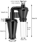 Double Filtration Cyclone Dust Collector for Woodworking, 2 Inch OD DIY Turbocharged Filter System, Industrial Separator Canister with size dimensions