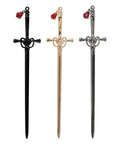 Three Piece Zinc Alloy Letter Opener Set in bright multicolor, sword-shaped design with ergonomic non-slip handles.