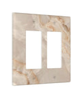 Totally Rad Beige Marble Modern Wall Plates Decorative Light Switch Covers For Toggle And Rocker Switches Super Tough Polycarbonate wall plate with dual openings.