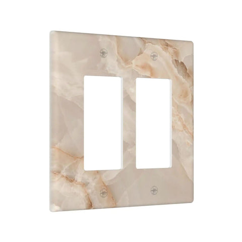 Totally Rad Beige Marble Modern Wall Plates Decorative Light Switch Covers For Toggle And Rocker Switches Super Tough Polycarbonate wall plate with dual openings.
