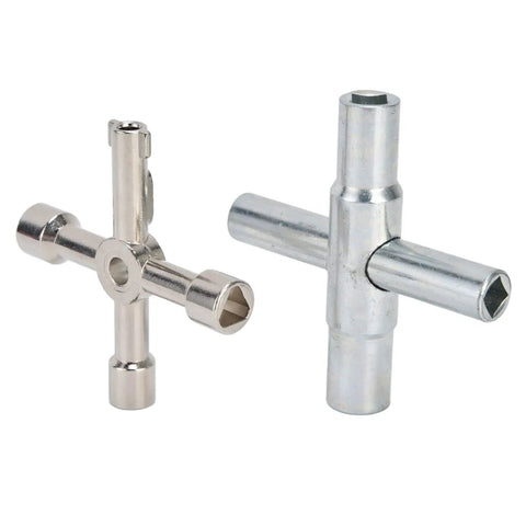 4 Way Sillcock Water Key And 4 End Utility Key Set Stainless Steel Faucet Valve Wrench Kit for opening valves and faucets
