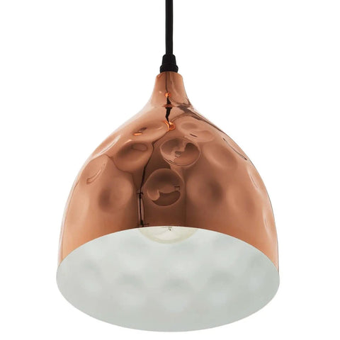 Dimple Bulb Shaped Rose Gold Side End Table Lamp With Bell Shade Dope Contemporary Hammered Base, view of hammered detail