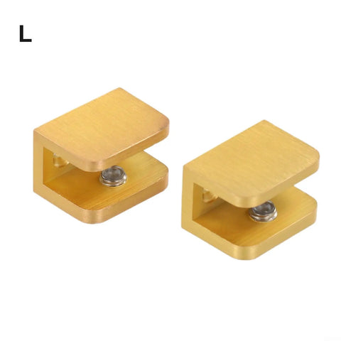 Gold Glass Shelf Brackets 2 Pack For 8mm To 12mm Thick Glass Easy No Drill Clip Mounts For Home And Office Brass Style Shelf Supports