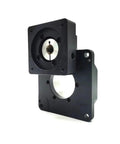 Heavy Duty Precision Engineered 360 Degree Electric Stepper Servo Turntable showing sturdy black hardware with circular openings.