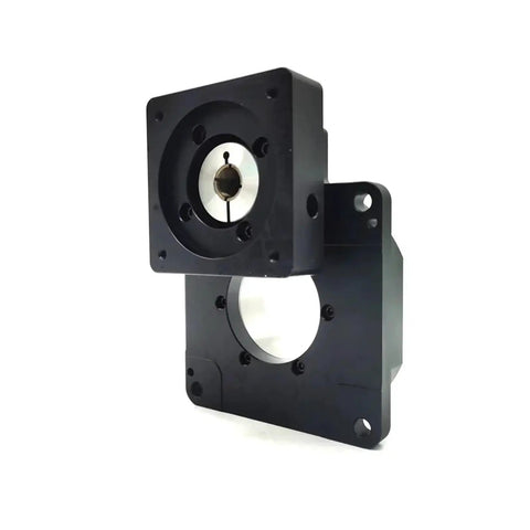 Heavy Duty Precision Engineered 360 Degree Electric Stepper Servo Turntable showing sturdy black hardware with circular openings.