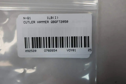 Barcode label reading Cutler Hammer QBGFT2050 on a product packaging