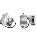 Premium 24V AC Electric Compressor Kit For Cars Trucks And Heavy Vans Easy Drop In Install features dual units with wiring.