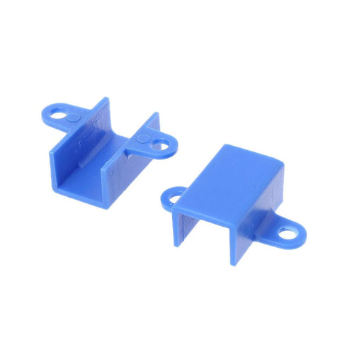 Blue plastic mounting brackets for 12mm N20 micro gear motor; pair of motor bases with side mounting tabs.