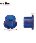 Transmission Shift Bushing Kit For Toyota 133884 OEM, 4 Pc Pack shown with size dimensions in inches, durable blue plastic