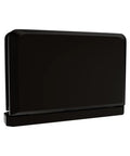 Close-up of top or bottom mount pivot shower hinge brass construction with oil rubbed bronze finish.