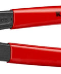 High Leverage Concreters Nippers With Plastic Coated Grip For Cutting And Twisting Thick Binding Wire In One Shot, Slim Nose For Submerged Steel Rods, Heavy Duty Pro Grade Construction Tool, side view showing red handles