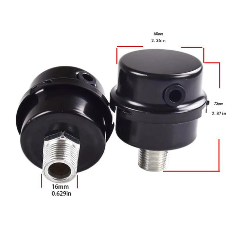 Metal Air Compressor Silencer Filter For Killer Quiet Operation, Replacement Intake Filter Elements, front and side view