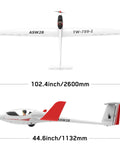 Ready To Fly Brushless RC Plane Glider With 2.4GHz Control And Xpilot Stabilizer, 102 Inch Wingspan, RTF Version side and top view