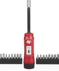 Torque Screwdriver Set With Long Shank And Inch Pound Gauge One Quarter Inch Drive Twenty Hex Bits Adjustable Ten To Fifty Inch Pounds