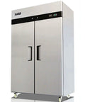 Kickass Heavy Duty Two Door Reach In Commercial Freezer All Stainless Steel Exterior And Interior Chef Approved Kitchen Rig on wheels