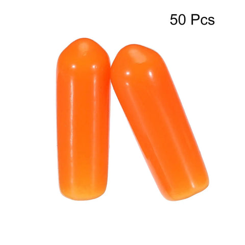 50 Pcs of 4mm Rubber End Caps Orange PVC Vinyl Screw Thread Protectors for Pipes Bolts Fence Posts Furniture Feet