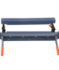 Front view of 24 Inch Heavy Duty Sheet Metal Brake Bender for 18 Gauge Steel, Adjustable 0 to 135 Degrees, with orange handles