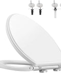 Elongated Toilet Seat With Cover Oval Quiet Close One Click Release For Easy Cleaning And Quick Removal No Tools Needed Easy Install Stable Non Slip Hinge Slow Close White