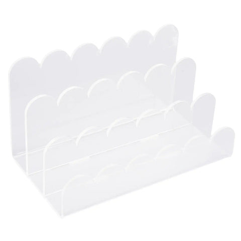 Acrylic Mail Sorter With Three Slots For Letters Envelopes Bills And Small Office Supplies A Clear Wavy Desk Organizer For Quick Visual ID