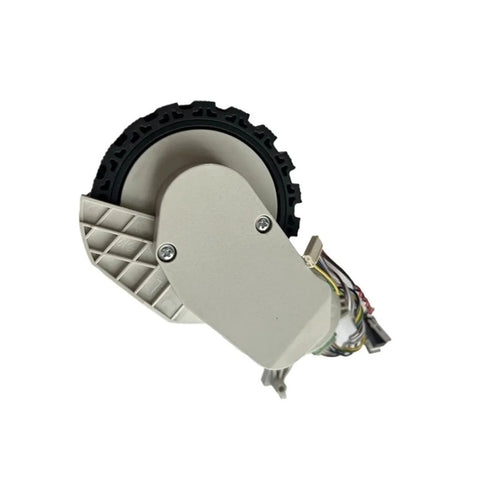 Traveling wheel assembly for Xiaomi Omni vacuum cleaner; beige motor housing with black rubber tire.