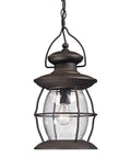 Village Lantern Outdoor Pendant Light 8 Inch Wide 1 Light Weathered Charcoal Finish Rustic Metal Exterior Fixture For Patio Porch Garden Weather Resistant Easy Mount