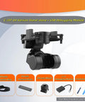 Three Axis FPV Camera Gimbal With Head Tracking And Pan Tilt Mount, UART PWM Control, C-20T Model, shown with accessories.
