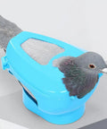 Sky-blue Pigeon Injection Holder And Fixed Frame Rack For Easy Feeding And Quick Observation with a pigeon inside