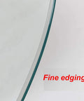 Close-up of edge on Large Lazy Susan Turntable With Clear Tempered Glass Top And Aluminum Base, smooth finish detail.