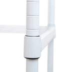 Close-up of adjustable shelf joint on Stacking Laundry Center For Washer And Dryer With Adjustable Shelf Space Saver, White