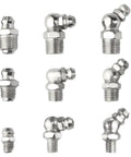 60 Piece Metric Hydraulic Grease Fitting Kit Galvanized Steel M6 M8 M10 Straight 90 Degree 45 Degree Angles Assortment