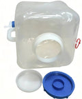Two Pack 20L Collapsible Water Jugs with wide-mouth lids, shown with removable caps, 5.28 gallons each, space saving design