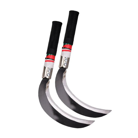 Two Piece Manganese Steel Weeding Sickle Set With Short Handles For Durable Grass Cutting, Harvesting Weeds, And Vine Trimming