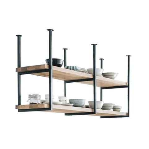 Solid Wood Ceiling Shelf Bracket With Iron Floating Shelf For Restaurants Bars And Home Decor Dope Storage Rack 60x30x60 cm