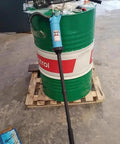 Hand Crank Fuel Transfer Pump For 55 Gallon Drums, Heavy Duty Barrel Pump For Diesel And Oils, Manual Drum Pump With Ergonomic Handle, A Real Workhorse For Water Cleaners And Hydraulic Fluid on green drum