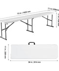 Image showing Six Foot Plastic Folding Bench Set with Handles, Portable HDPE Waterproof Outdoor Seating, folded and open.