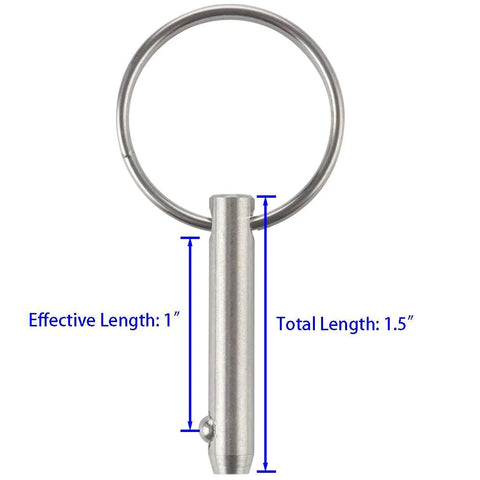 Amazon VTurboWay quick release pin, 4-pack, 1/4 in dia, 1 in usable length, 316 stainless steel marine hardware