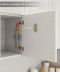 Push To Open Cabinet Latch With Hidden Rebounder Mechanism for handle-free doors in white kitchen cabinet