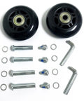Premium Silent Rubber Luggage Wheels Replacement Casters With Heavy Duty Double Bearings And Universal Axle Kits on white background.
