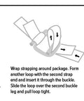 Diagram showing how to use Heavy Duty Three Quarters Inch Wire Buckles For Cord Strapping With Anti-Slip Phosphate Coating, Reusable Box Of 500 Fasteners For Secure Load Binding And Durable Strapping Gear