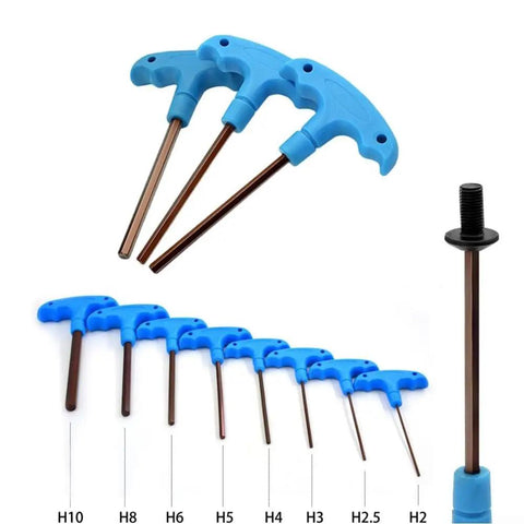 Heavy Duty T Handle Hex Wrench Set From H2 To H10 Metric Key Tool With Long Alloy Steel Handle Perfect For Furniture Assembly Bike Repair And Mechanic Maintenance Kit In Cool Blue, H2-H10 sizes