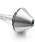 Bull Nose Live Center For Lathe MT3 Morse Taper 75 Degree Hollow Turning Alloy Steel Shaft Heat Treated To Rc 60 62 shown at angle